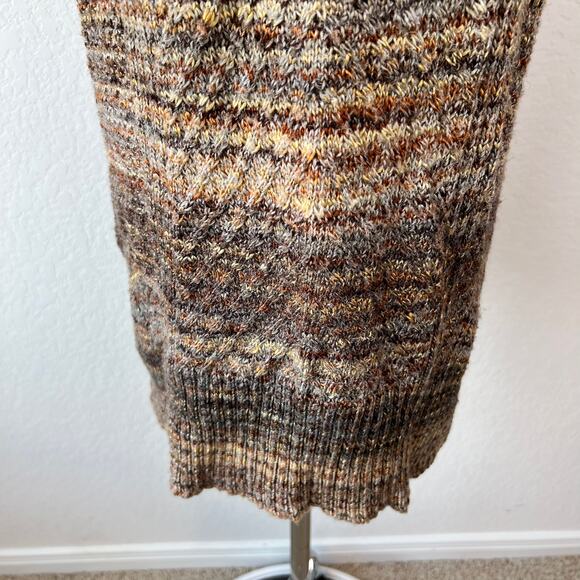 Vintage Y2K Wool Turtleneck Sleeveless Mini Sweater Dress Striped Brown - Picture 6 of 10